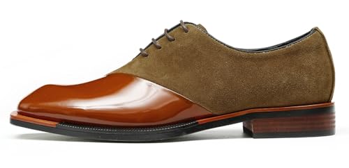 Santimon Men’s Two-Tone Leather & Suede Oxfords Dress Shoes – Formal Business Casual & Wedding Suit Shoes – Fashion Comfort Non-Slip Rubber Sole Derby2