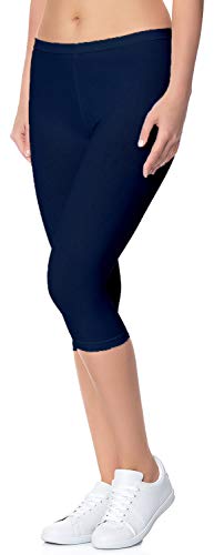 Image of Women's 3 /4 Calf-Length Leggings - Stretchable Cotton Blend, Comfortable Everyday Wear Pack of 2