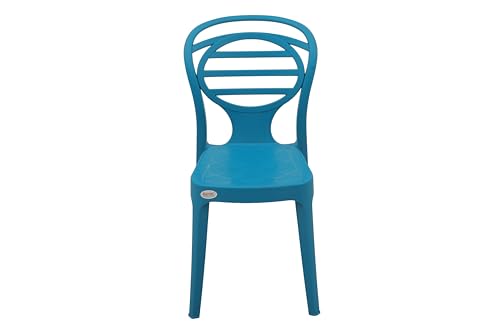 Image of Oaknest Supreme Oak Armless Plastic Dining Chair | Compact & Ergonomic Design for Home, Living Room, Balcony & Outdoor Seating | Color : Oxford Blue, Set of 4