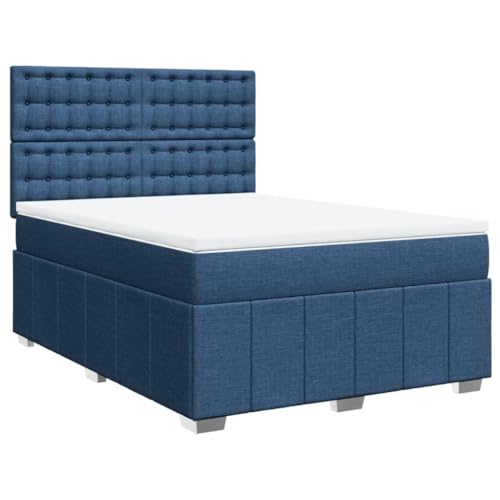Genérico Cama Box Spring con colchón Tela Azul 160x200 cm,Mobiliario,Camas y Accesorios,Camas y somieres,Azul,106.44 kg,3291739