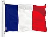 G128 - France French Flag 3x5 ft Printed Brass Grommets 150D Quality Polyester Flag Indoor/Outdoor - Much Thicker More Durable Than 100D 75D Polyester
