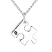 JO WISDOM Colliers en Argent 925/1000 pour Femme,Collier Puzzle bbf,Chaîne avec Pendentif Meilleurs Amis pour Toujours avec 3A Oxyde de Zircon Pierre de naissance de Mai Couleur émeraude