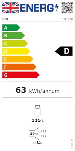 HCK Bierkühlschrank 115L Freistehender Getränkekühlschrank mit doppelt verglaster Glastür, Temperatur von 0 bis 10℃, Energieklasse E