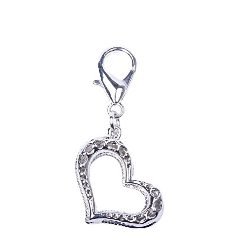 Xksrwe Bling Rhinestones Heart Charm Pendant Jewelry For Pet Dog Cat Puppy Necklace Collar Accessory (White) #TOP1