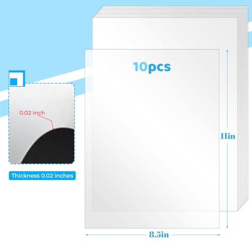 Image of TKOnline 10 PCS Plexiglass Sheets, 8.5 inch x 11 inch x 0.02 Clear PET Sheet Panels, Clear Acrylic Plastic Sheet for Picture Frame, Invitations, Poster Frames Plastic Board