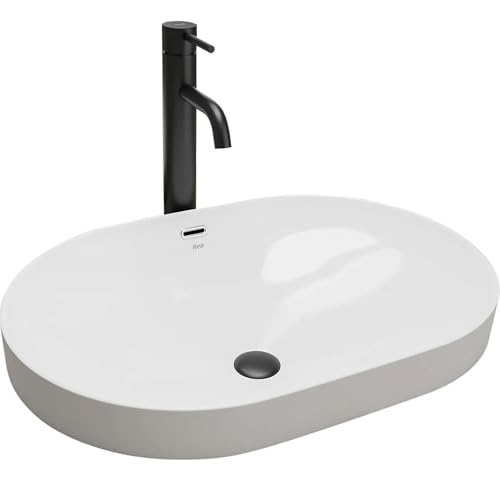 Rea Lavabo da Incasso Arleta Lavabo Bagno 615 x 420 x 170 mm Ceramica (Bianco)