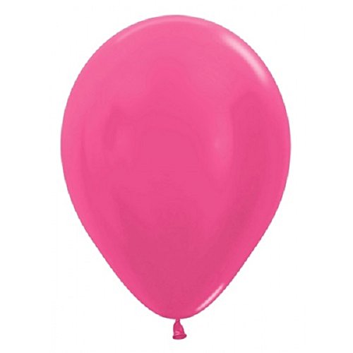 50 pcs 12" (30CM) Balloons Pearlised Metallic Air or Helium Wedding Birthday Christmas Party Decoration Available in 14 colours (Hot Pink)