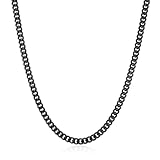 HZMAN 9mm Cuban Chain for Men Stainless Steel Men's Black Chain Diamond Cut Hip Hop Link Chains Necklace 16-30 Inch (16in)