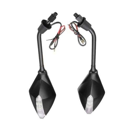 Espejos retrovisores de barra para moto de 10mm con luz intermitente ámbar integrada 4