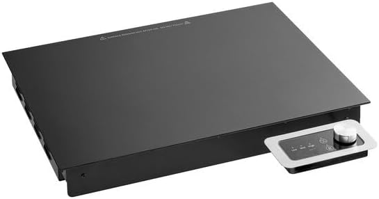 Calentador de inducción de 16 x 23 pulgadas, parte superior de vidrio de cerámica negra, 120 V 375 W eléctrico, base de metal con controles remotos,
