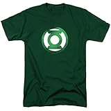 Green Lantern Green Chrome Logo Unisex Adult T-Shirt for Men and Women, Hunter Green, Large
