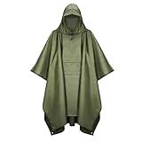 Vexnaro Wasserdichter Regenponcho 3-in-1, Atmungsaktive Regenjacke mit Taschen, Kapuze für Herren & Damen, Faltbar als Picknickdecke, Notunterkunft, für Wandern, Camping, Outdoor-Aktivitäten (Grün)