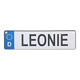 Albatros GmbH Autokennzeichen, Alu Namensschild Leonie, Personalisiertes Nummernschild für Auto, LKW, Kinderzimmer, Bobbycar, Kettcar oder zur Geburt von Leonie