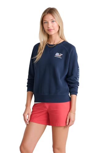 vineyard vines Women's Americana Whale Vineyard Terry Crewneck