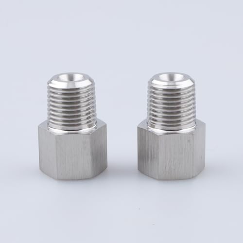 Image of AC PERFORMANCE M10x1.0 Inverted to 1 /8x27 NPT Fittings Stainless Steel 2PCS | Female inverted to male thread adapter, stainless steel for automotive brake lines