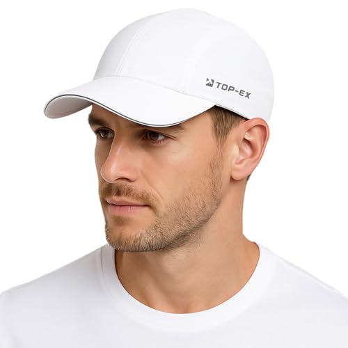 TOP-EX Herren Laufkappe Kühlend Atmungsaktive Mesh Sportmütze für Sommer & Joggen Leichte Baseball Cap mit UV-Schutz Verstellbare Fitness Kappe Weiß M/L