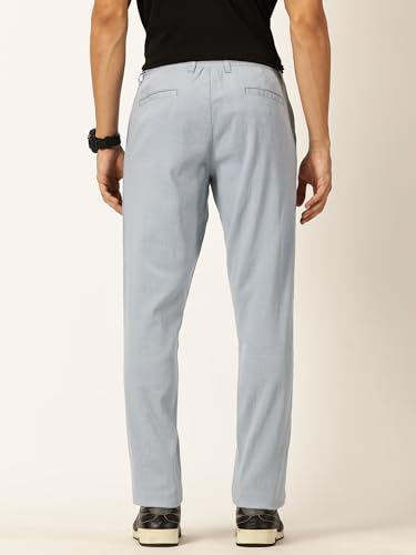 Image of Thomas Scott Men's | Solid | Light Weight | Breathable Fabric | Elasticated Waist | Mid Rise | Regular Fit | Cotton Blend | Button with Drawstring | Chino Trouser | Pants