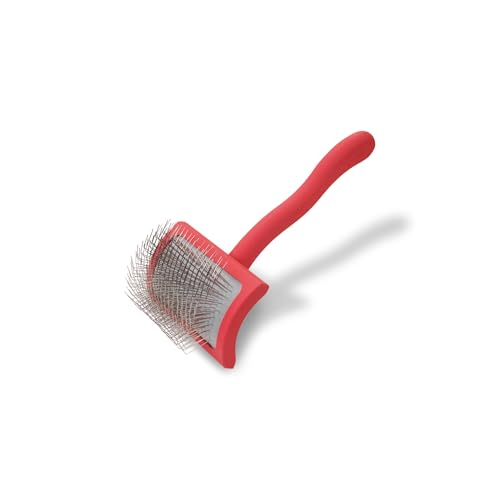 Chris Christensen Big G Dog Slicker Brush, Groom Like a Professional, Fluff Detangle Style, Saves Time Energy, Made in Germany, Coral, Medium