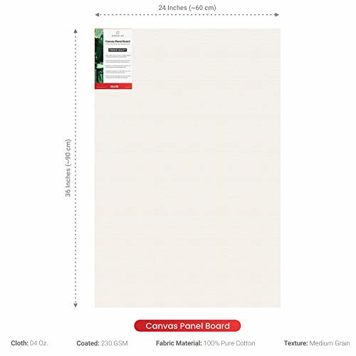 Image of Scholar Art Hobby Series 04 Oz (230 GSM) 100% Cotton Canvas Panel Board for Painting (White Blank Canvas Boards for Acrylic Paint, Oil Paint, Wet & Dry Media) | 24 inchx36 inch (60x90 cm), Pack of 6