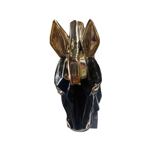 Escultura de Cerámica Caballo Negro y Dorado 12" miniatura 7