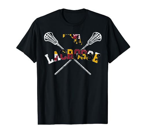 Maryland Lacrosse Lover Tee Maryland Flag Family Vacation Maglietta