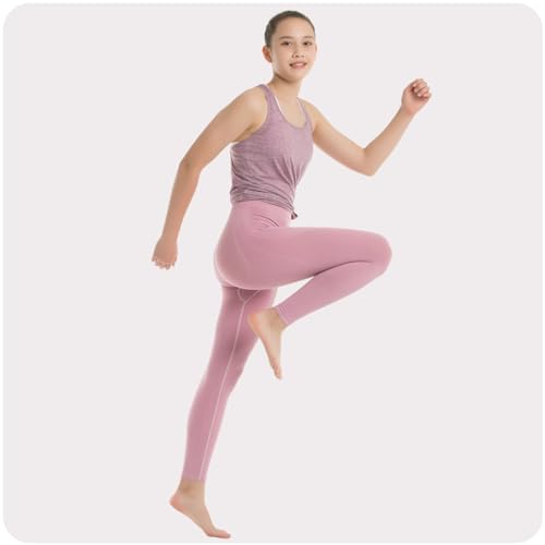 OUANDME Girls Athletic Leggings Tie-Dyed Soft Stretchy Kids Yoga Pants Dance Workout Activewear for 6-16 Size3