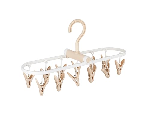Image of Cloth Drying Hanger 12 Clips,360 Degree Portable and Foldable Clips,Baby Clothes, Clothes Drying Stand,Indoor Clothes, Space Saving, Travel Safe