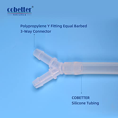 Cobetter Pharmaceutical Polypropylene Y Fittings Connector Equal Barbed 3-Way Joint For 1/8" Id Tubing, Pack Of 10 (1/8" Hose Barb) #TOP3