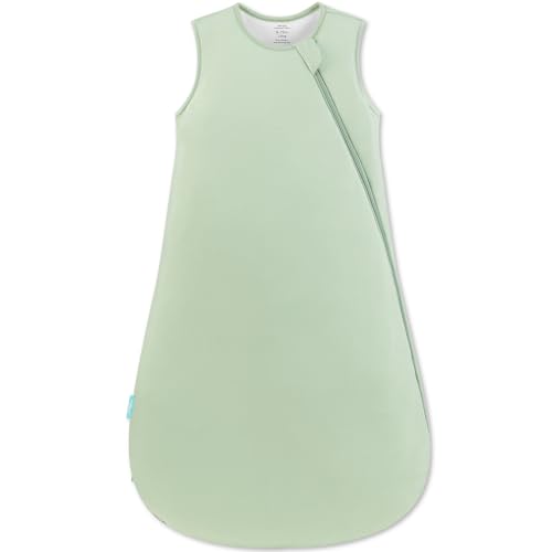 PurComfy Quilted Supersoft Sleep Sack, 2.5 TOG Premium Bamboo Viscose Warm Baby Sleeping Bag, Thick Babies Wearable Blanket Sage 0-3 Months