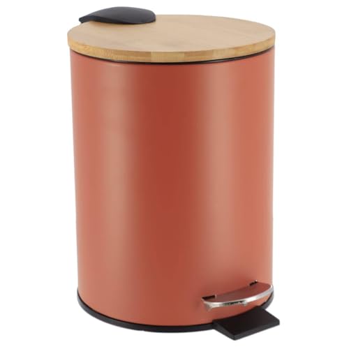 Tendance - Poubelle Métal Frein de Chute 3l - Terracotta/Bambou - Salle de Bain - Poubelles et Brosses WC
