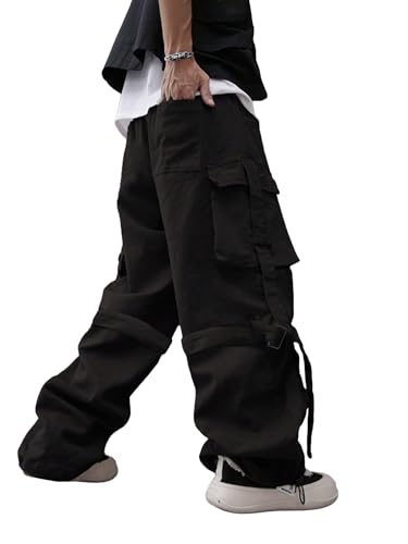 Amazon.com: OYOANGLE Men's Casual Drawstring Waist Flap Pocket