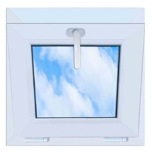 LORAC | Fenêtre en plastique blanc 500 x 500 mm, 50 x 50 cm, inclinable, fenêtre standard avec double vitrage, économie d'énergie, fenêtre de cave avec certificat CE, idéale pour les espaces de vie et
