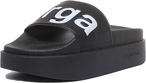 Superga Women's 1919-PUW Slip on Slide Black/White-Black-6.5-Women's Size 6.5