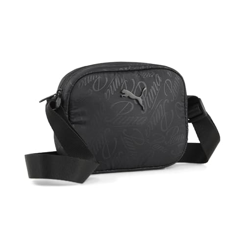PUMA Damen POP Crossbody Bag Handtasche, Black-Script AOP