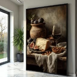 Toile nature morte de figues et amandes pour art mural de cuisine