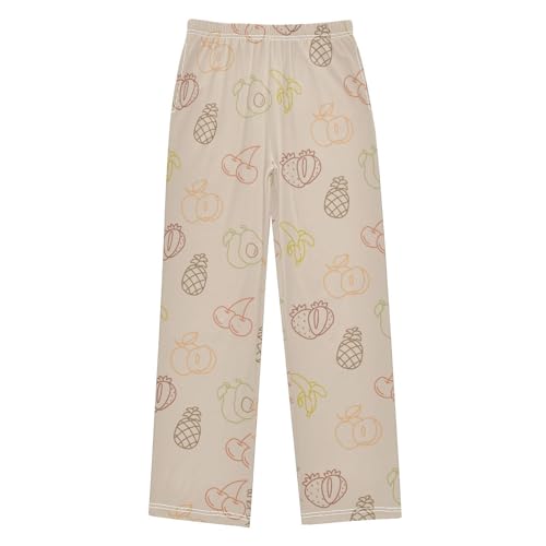 Hand Drawn Fruit Boys Pants Boys Athletic Pants Long Pant for Boywith Pockets Wide-Leg Size 6-14Y