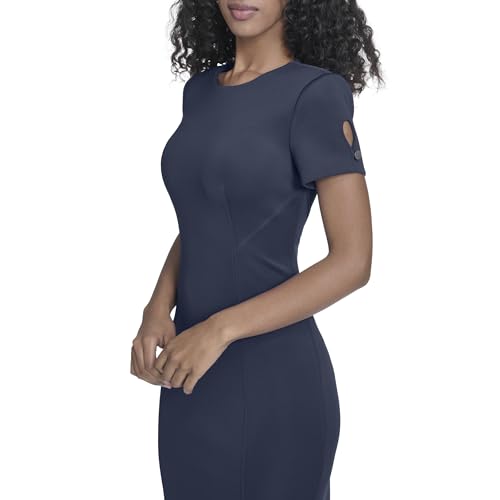 Image of Calvin Klein Short Sleeved Seamed Sheath Dress