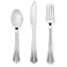 200 Pieces Silver Hard Plastic Cutlery Set By Oasis Creations - Disposable  Heavy Duty Washable & Reusable. For Weddings, Parties, Catering and more.