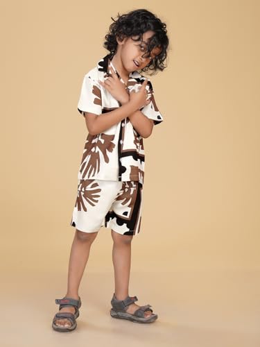 Image of Ninos Dreams Boys Cotton Rayon Coord Set with shorts /Holiday Shirt & Shorts