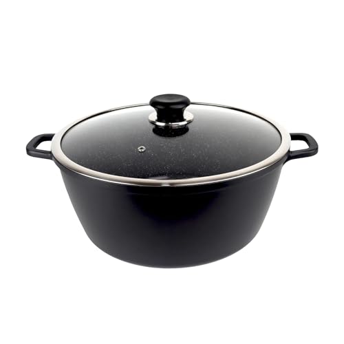 Reldor Stock Pot 9.08L, 32cm Non Stick Cooking Pot with Glass Lid, Aluminum Saucepan Casserole Pot, Ceramic Coating, Induction & Oven Safe, Heavy Duty & Easy to Clean