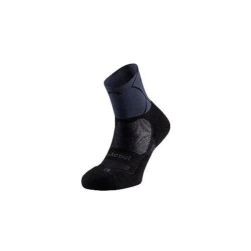 Lurbel Track, Calcetines de Trail Running, Calcetín Anti-Ampollas, Calcetín Transpirable y Anti-olor, Calcetines de correr. Unisex. (Black/Dark Grey, 39-41)