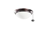 Kichler Lighting 380120OBB Low Profile 2-Light Wet Location Ceiling Fan Light Fixture, Oil Brushed Bronze Finish with Etched Opal Glass, Small