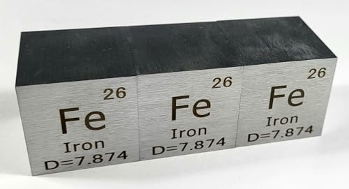 Image of 1.5 inch 38.1mm Iron Ferrum Metal Cube Fe up to 99.9% Pure Periodic Table Element Engraved Density Collection Science Education Display Block Cube + Acrylic Case Box - 1PC