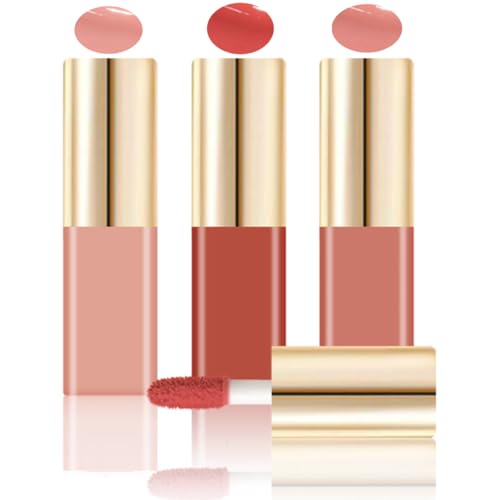 KARLOR Set di 3 Bastoncini Liquidi per Blush, Rossore Liquido, Rosa, Crema, Set di Blush per Viso, Opaco, Lunga Durata, Cosmetico Naturale