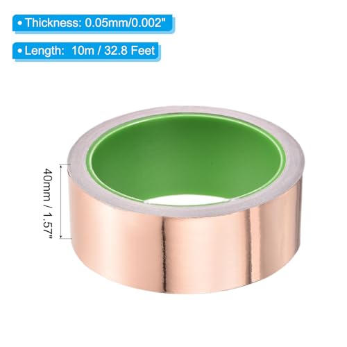 Image of PATIKIL Copper Foil Tape 1.57 inch x 33 Feet 0.05mm Thick Double Sided Conductive Adhesive EMI Shielding for Electronics, Circuits, Grounding