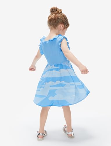 Disney Frozen Elsa Dress Toddler Girl Dress Sleeveless Princess Dresses Sweet and Fashionable Blue Ruffle Dress