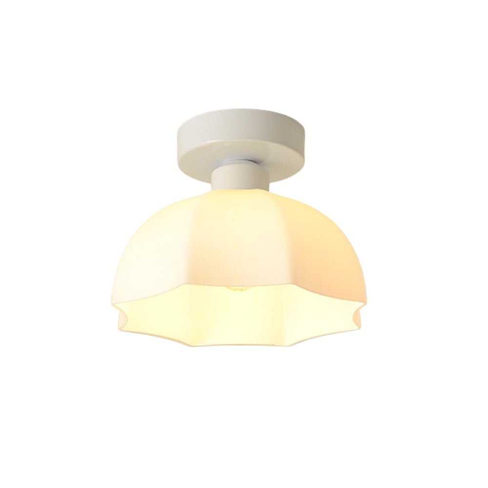 KXEcoLife Chandelier Mid Century Ceiling Light Hallway Fixtures with Milk Glass White Flower Flush Mount Vintage Close to for Closet Entryway Porch Corridor (Co