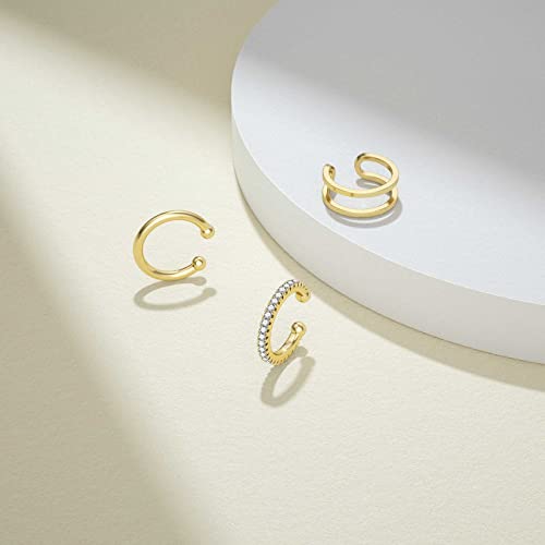 SEVENWELL 14K Gold Ear Cuff No Piercing Adjustable Cartilage Earrings 925 Sterling Silver Ear Clip Fake Earrings 6
