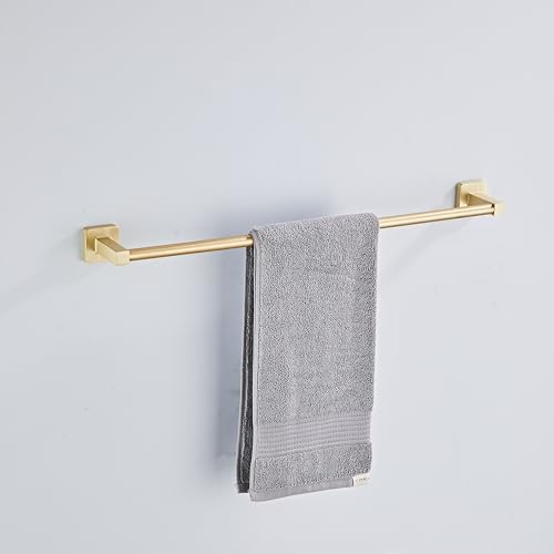Brushed Gold Bathroom Hardware Set 4 Pieces,Bathroom Accessories Set Stainless Steel Wall Mounted, Hand Towel Bar, Towel Ring, Robe Towel Hooks,Toilet Paper Holder,Towel Bar Set, 23.6 Inch…