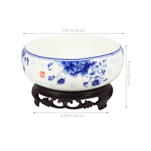 Pot de fleurs bleu et blanc avec support pour orchidée - 3